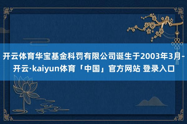 开云体育华宝基金科罚有限公司诞生于2003年3月-开云·kaiyun体育「中国」官方网站 登录入口