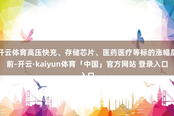 开云体育高压快充、存储芯片、医药医疗等标的涨幅居前-开云·kaiyun体育「中国」官方网站 登录入口