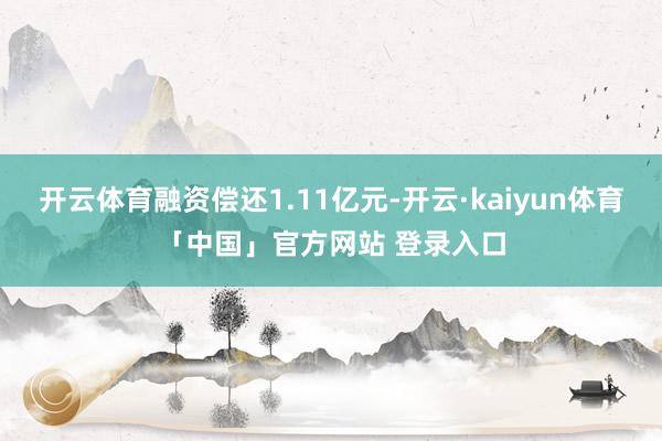 开云体育融资偿还1.11亿元-开云·kaiyun体育「中国」官方网站 登录入口