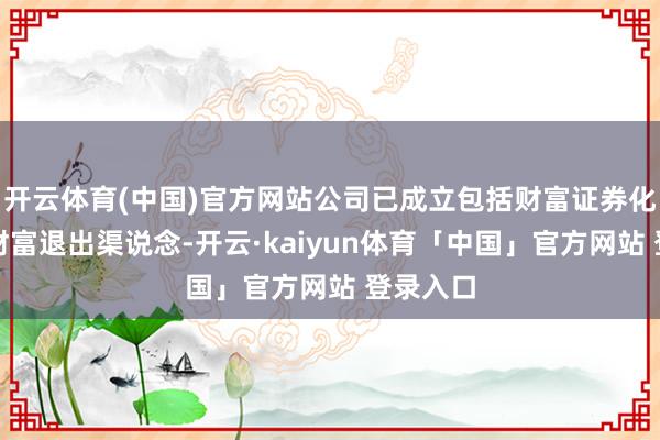开云体育(中国)官方网站公司已成立包括财富证券化在内的财富退出渠说念-开云·kaiyun体育「中国」官方网站 登录入口